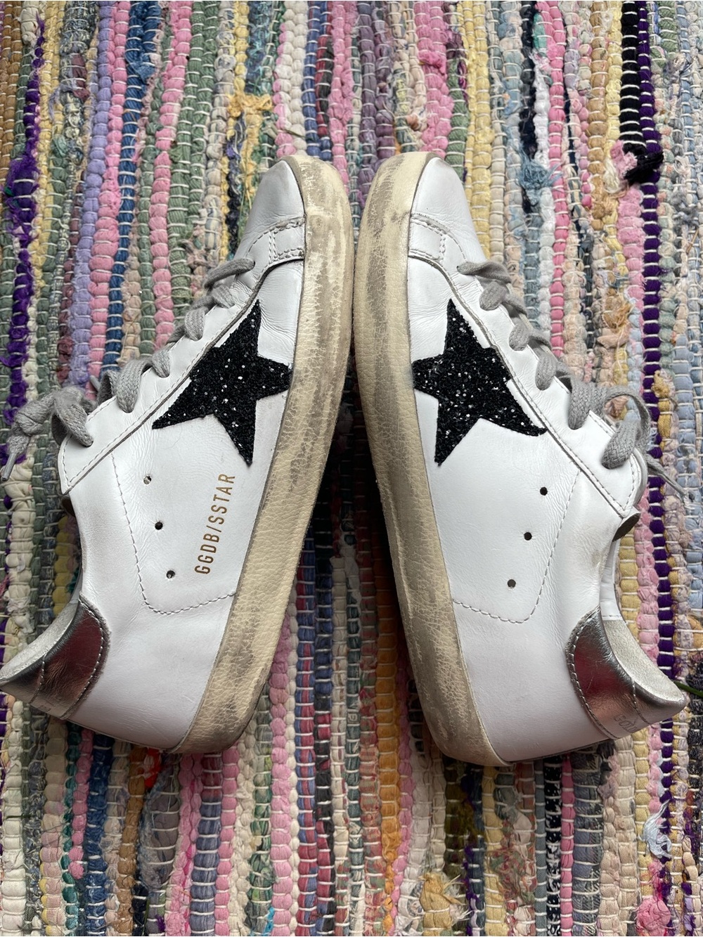 Golden Goose Super-Star Black Glitter Silver Heel - 36 (5.5/6)